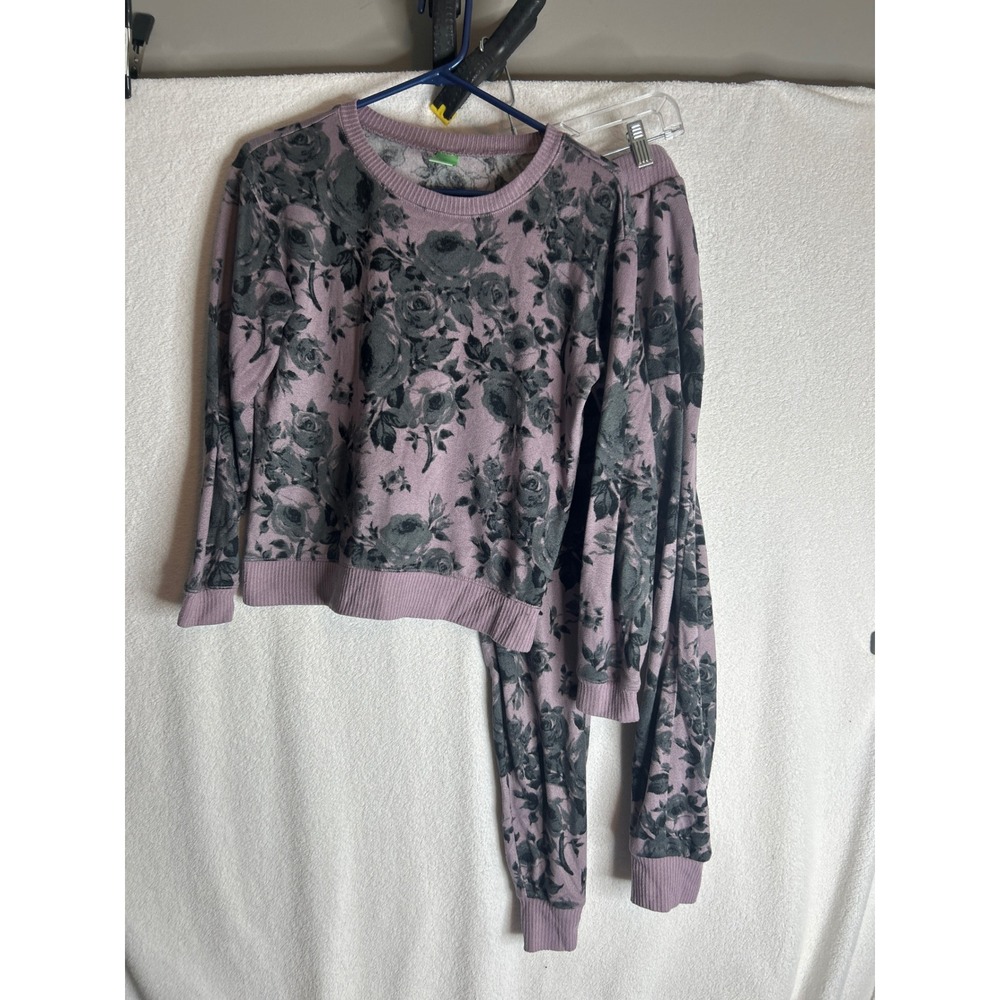 Honeydew Intimates Floral Loungewear Set Purple Grey Joggers Sweatshirt Small